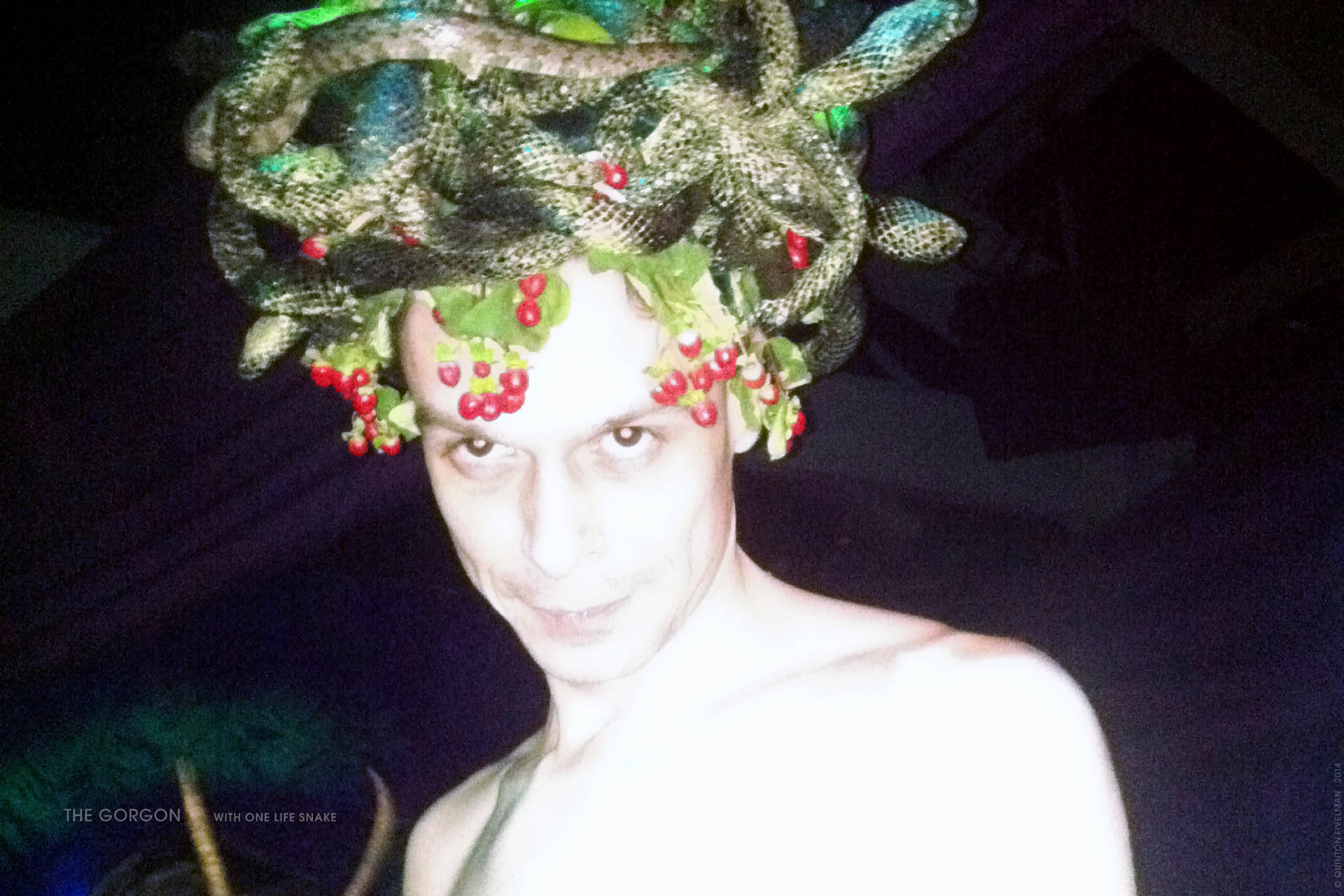 The Gorgon headpiece with real snake